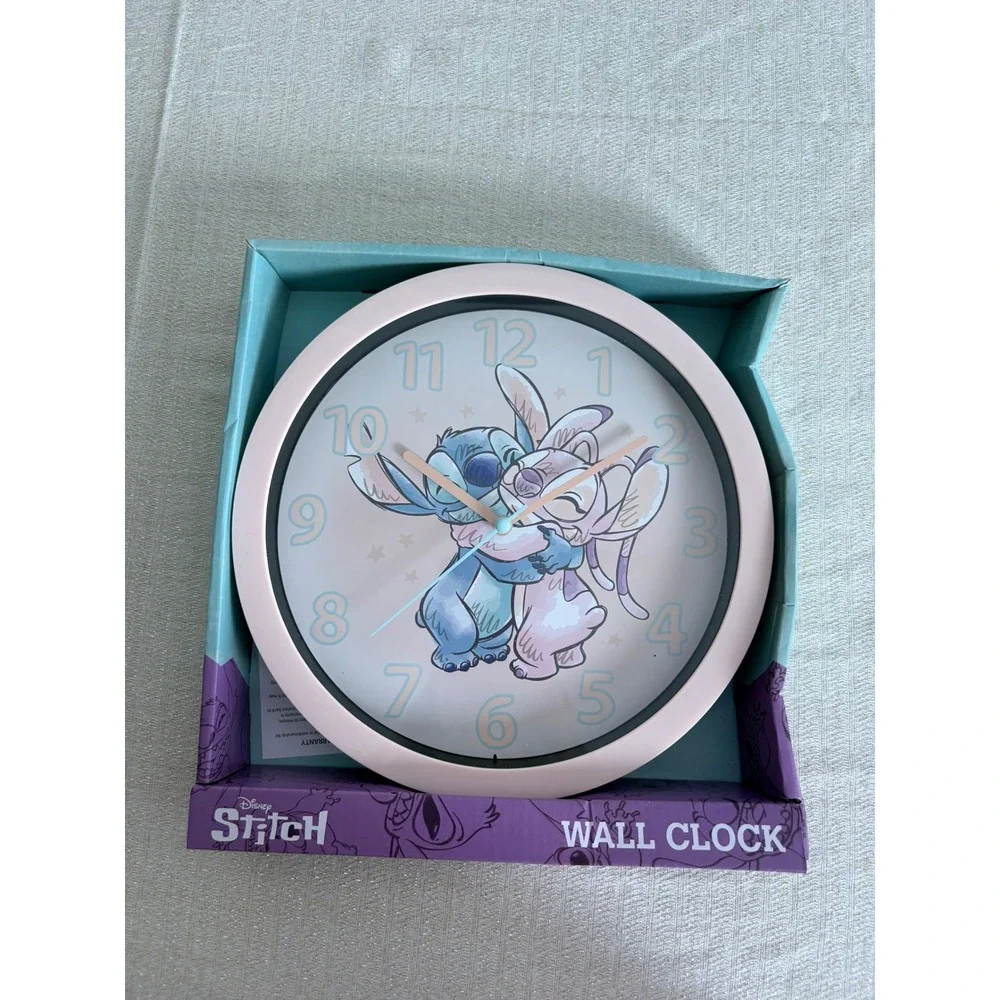 Disney Stitch Wall Clock 10in Pink New Stitch and Angel You Light‎ Up My World